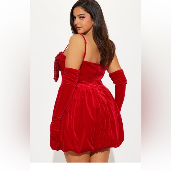 Clara Velvet Bubble Dress Set - Red NWT Fashion Nova - Picture 6 of 6